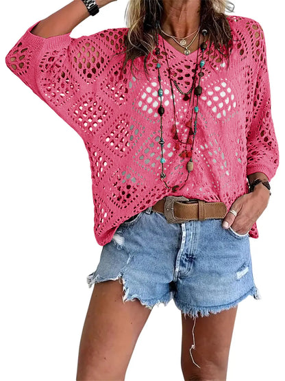 🔥Summer 50% OFF🎁Women's Bohemian-Inspired Crochet Top with V-Neck