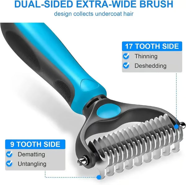 Father's Day Limited-Time Offer⏳Professional Double-Sided Pet Grooming Rake ✨ Undercoat Deshedding Tool for Dogs & Cats 🐶🐱
