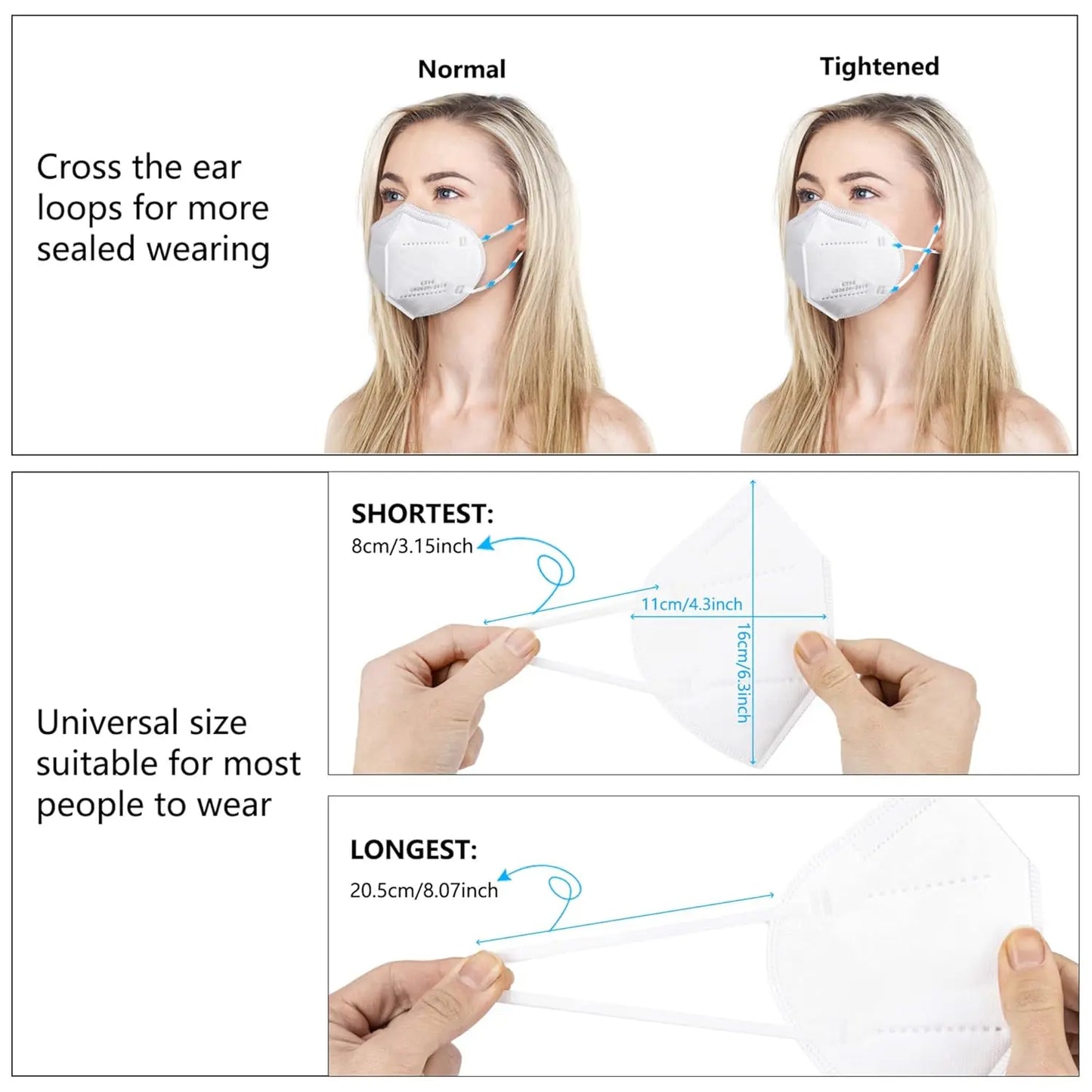 🔥KN95 Face Masks 100 Pack 5 Layer Breathable Design