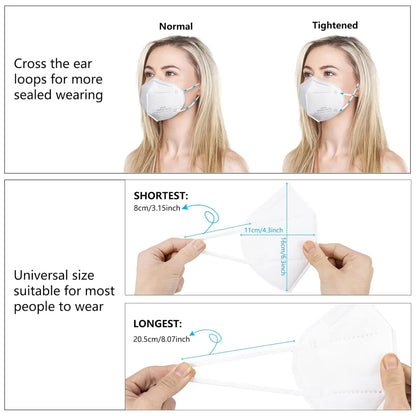 🔥KN95 Face Masks 100 Pack 5 Layer Breathable Design