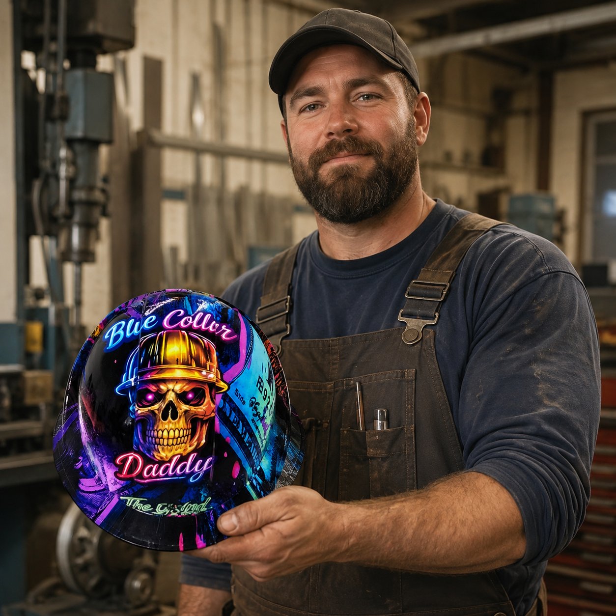 ⚡Father‘s Day 50% OFF 👷‍♂️ Blue Collar Daddy Hydro-Dipped Hard Hat | Industrial Rigid Impact-Resistant Safety Helmet with Full-Wrap Gloss Artwork