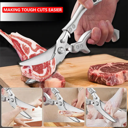 🔪Professional Heavy-Duty Kitchen Shears – Stainless Steel Poultry Scissors for Cutting Meat, Bone & Fish