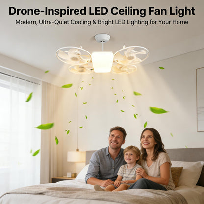 44%OFF💡LED Ceiling Fan Light with Remote – Drone Design, 20W, 3 Lighting Modes, E27