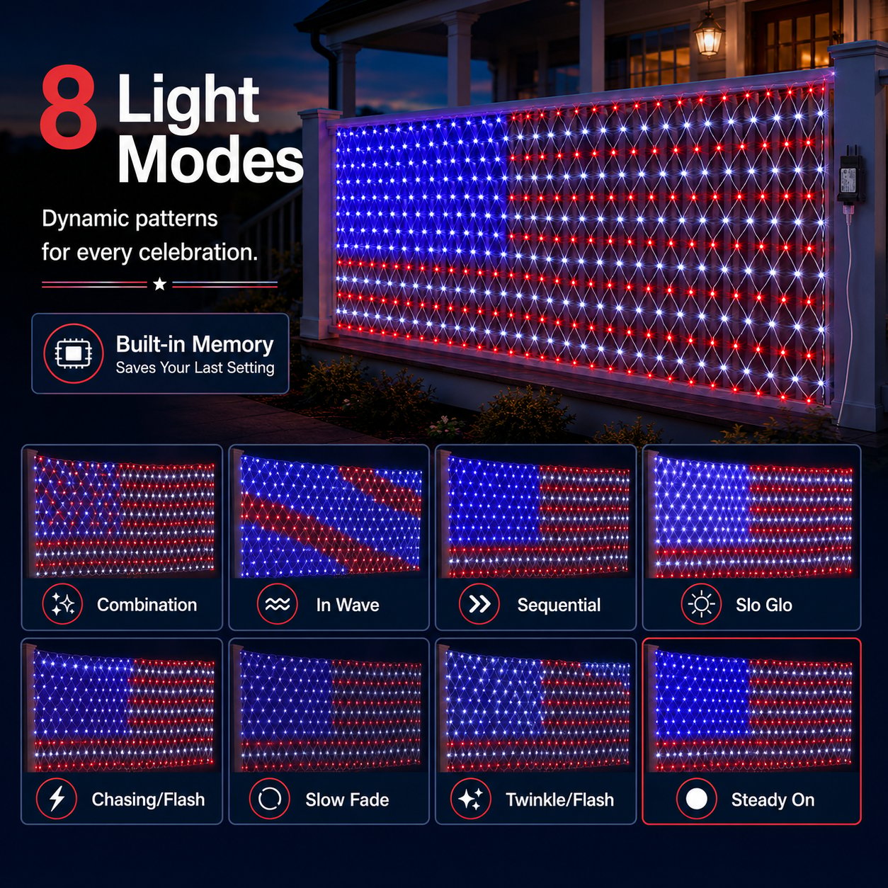 🔥250th Anniversary Limited Edition Sale✨LED American Flag Net