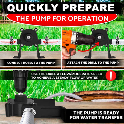High-Flow Electric Drill Pump – Self Priming Portable Water Pump, Drill Powered Transfer Pump for Water, Oil, Gasoline & Diesel | Hand-Powered, Non-Electric Pump