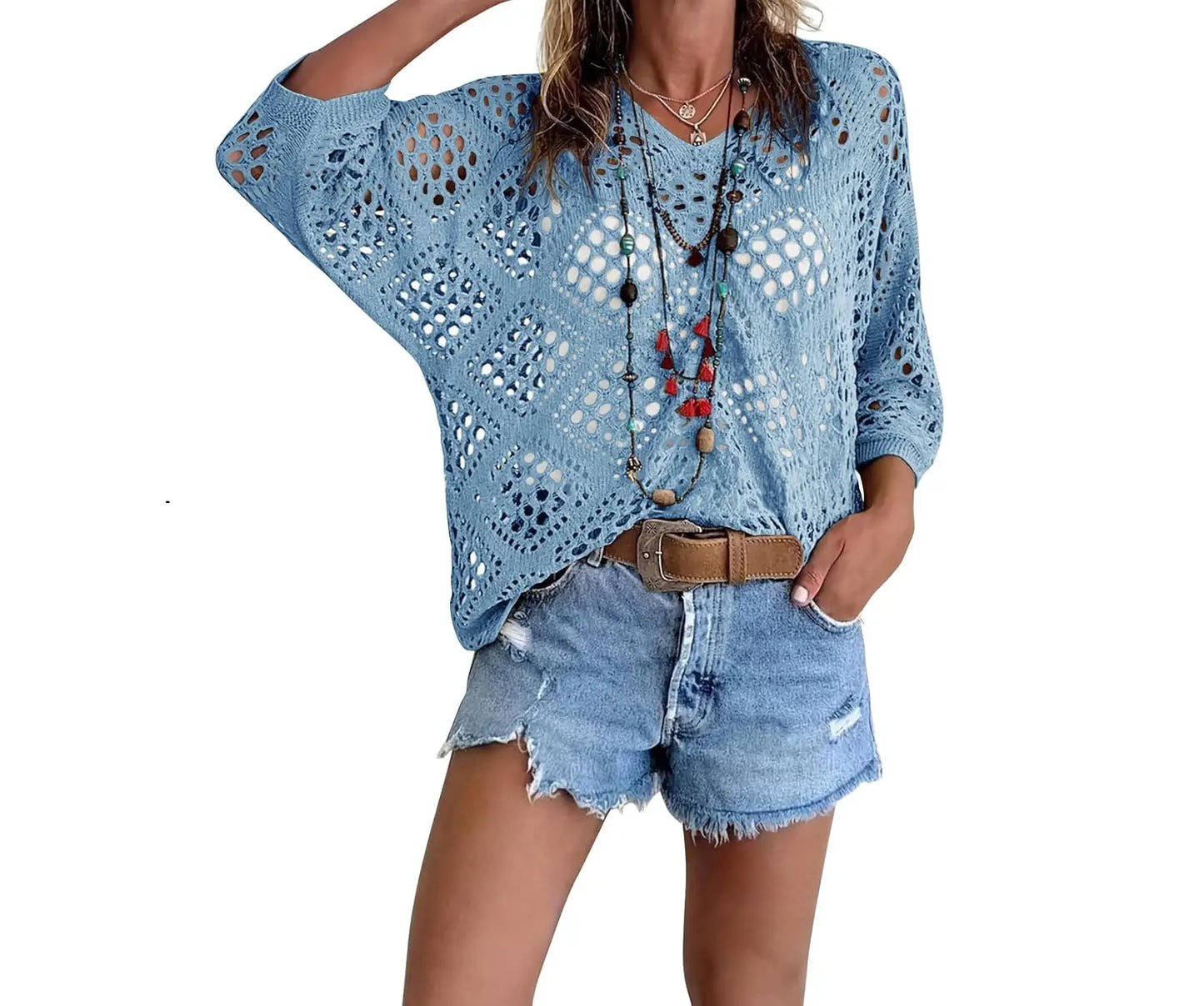 🔥Summer 50% OFF🎁Women's Bohemian-Inspired Crochet Top with V-Neck