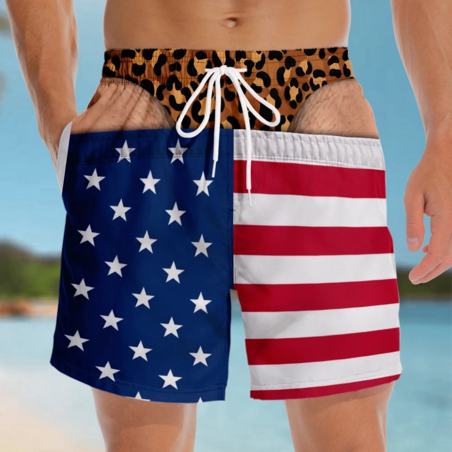 🔥Limited-Time 50%OFF Funny Patriotic Wide Load Swim Trunks for Men