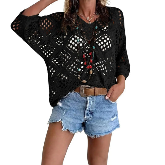 🔥Summer 50% OFF🎁Women's Bohemian-Inspired Crochet Top with V-Neck