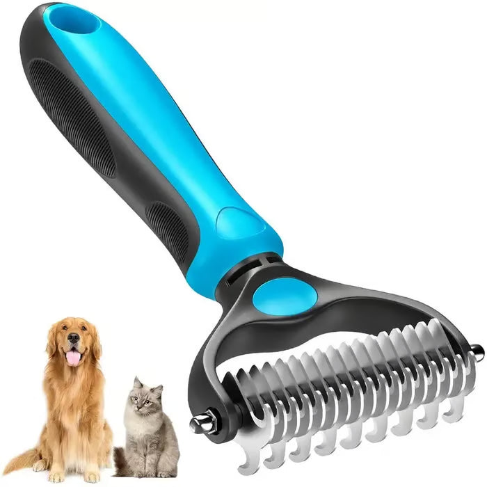 Father's Day Limited-Time Offer⏳Professional Double-Sided Pet Grooming Rake ✨ Undercoat Deshedding Tool for Dogs & Cats 🐶🐱