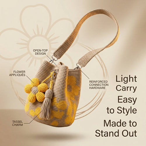 🏆Last Day Promotion 49% OFF🧵🌸Handmade Crochet Flower Tote 🌼✨