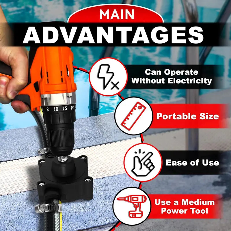 High-Flow Electric Drill Pump – Self Priming Portable Water Pump, Drill Powered Transfer Pump for Water, Oil, Gasoline & Diesel | Hand-Powered, Non-Electric Pump