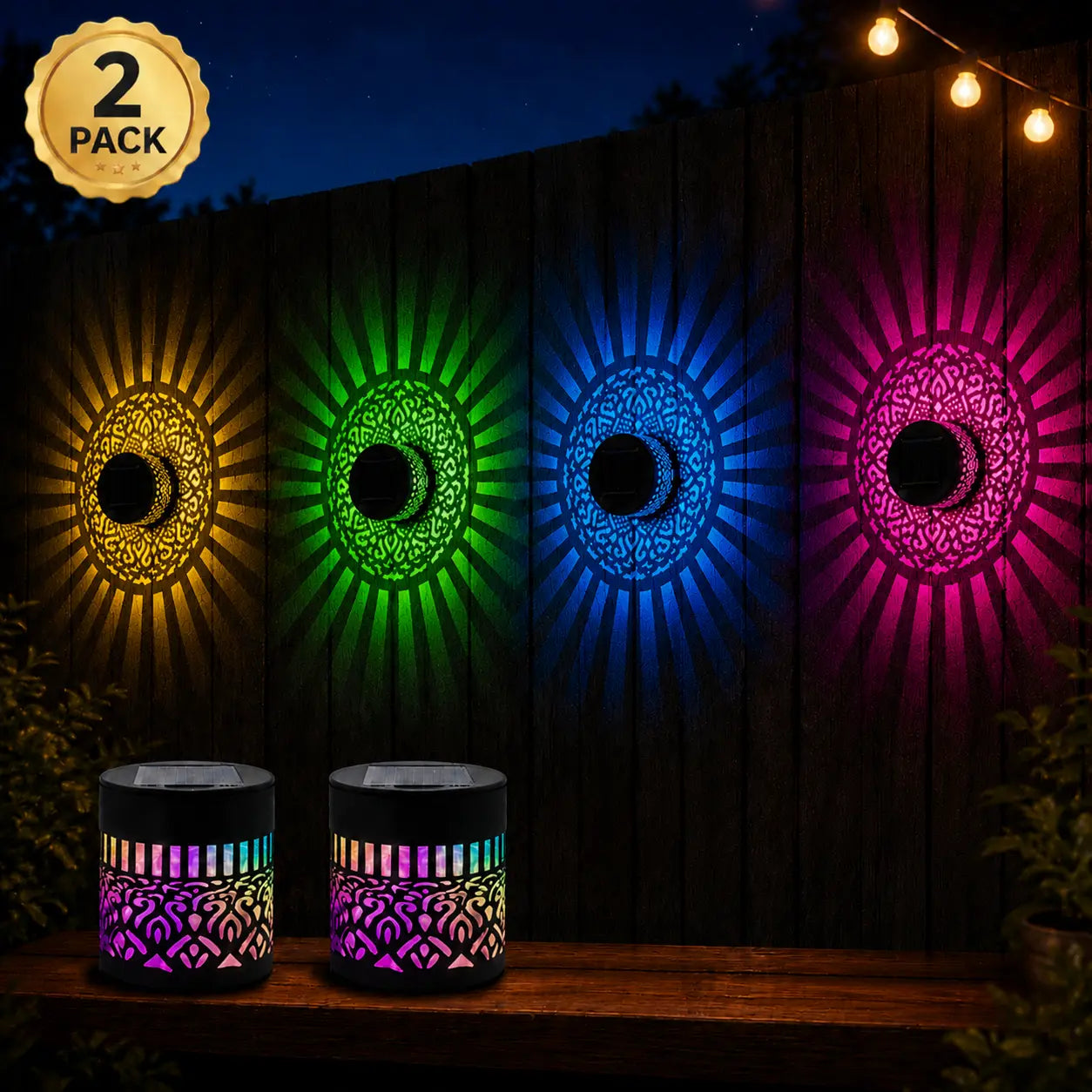 🔥50% OFF🔥-Seven-Color Changing Solar Mandala Projection Wall Light-Buy More Save More