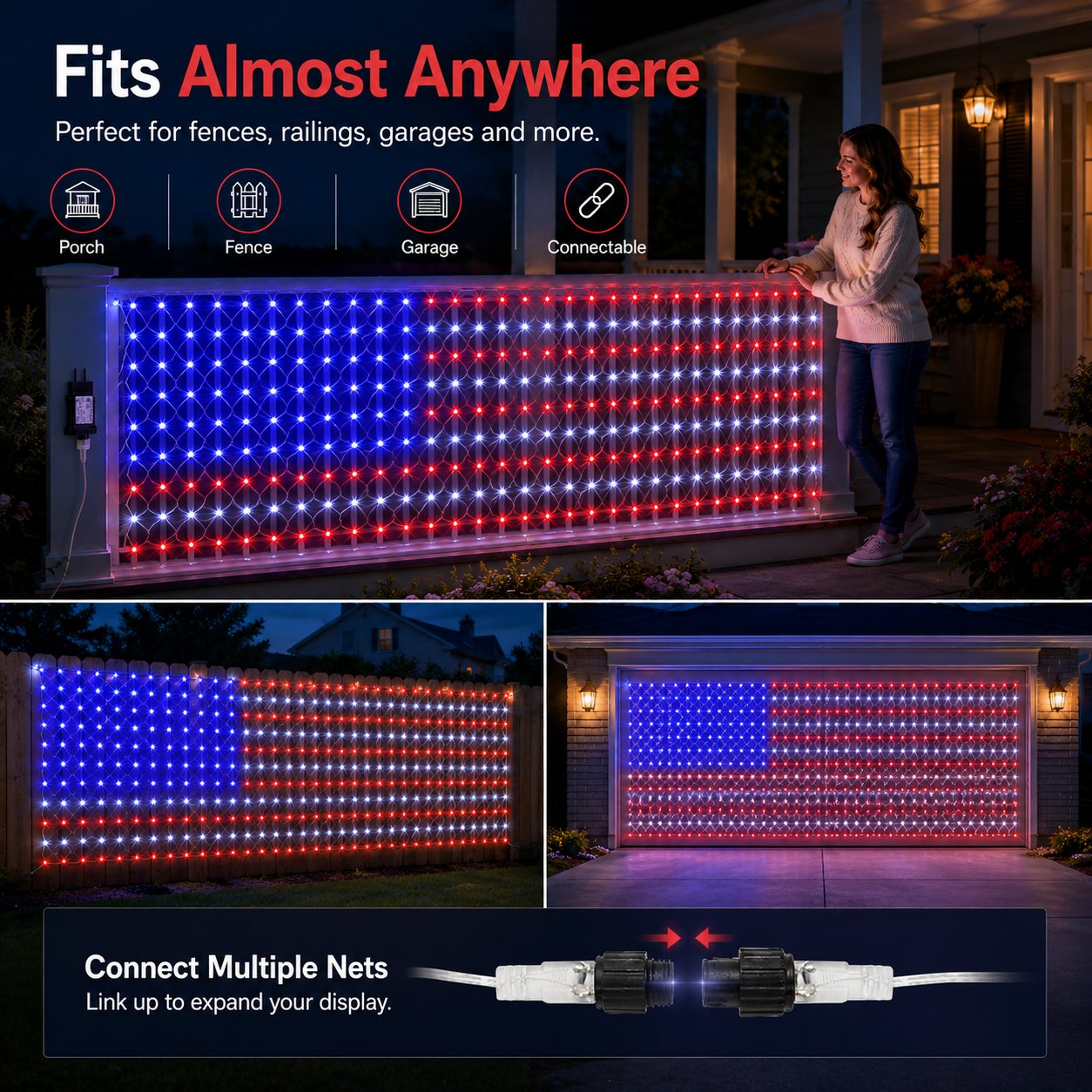 🔥250th Anniversary Limited Edition Sale✨LED American Flag Net