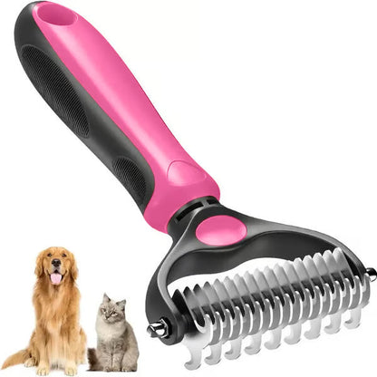 Father's Day Limited-Time Offer⏳Professional Double-Sided Pet Grooming Rake ✨ Undercoat Deshedding Tool for Dogs & Cats 🐶🐱
