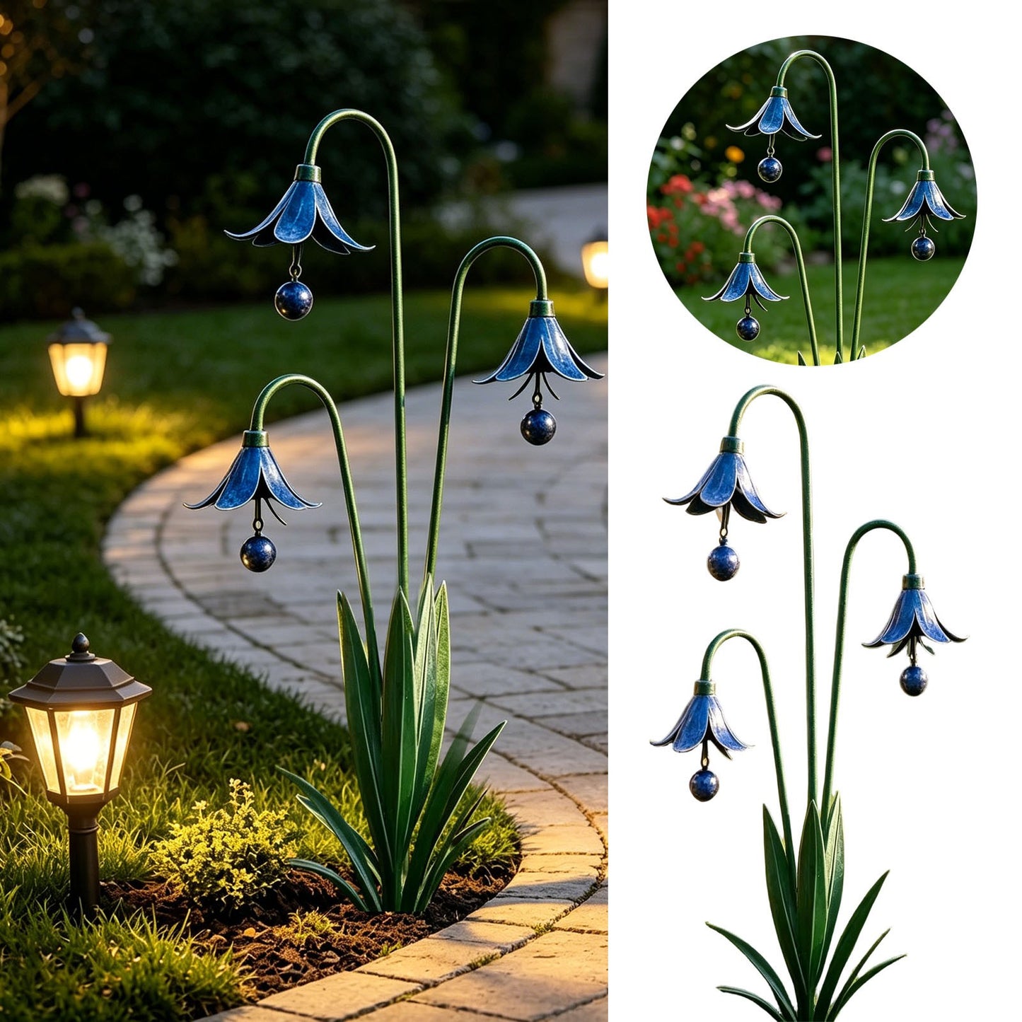 🔔 Enchanting Blue Bellflower Garden Stakes – Add Charm & Gentle Melody to Your Outdoor Space