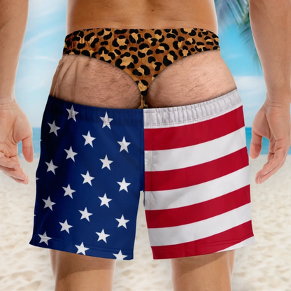 🔥Limited-Time 50%OFF Funny Patriotic Wide Load Swim Trunks for Men