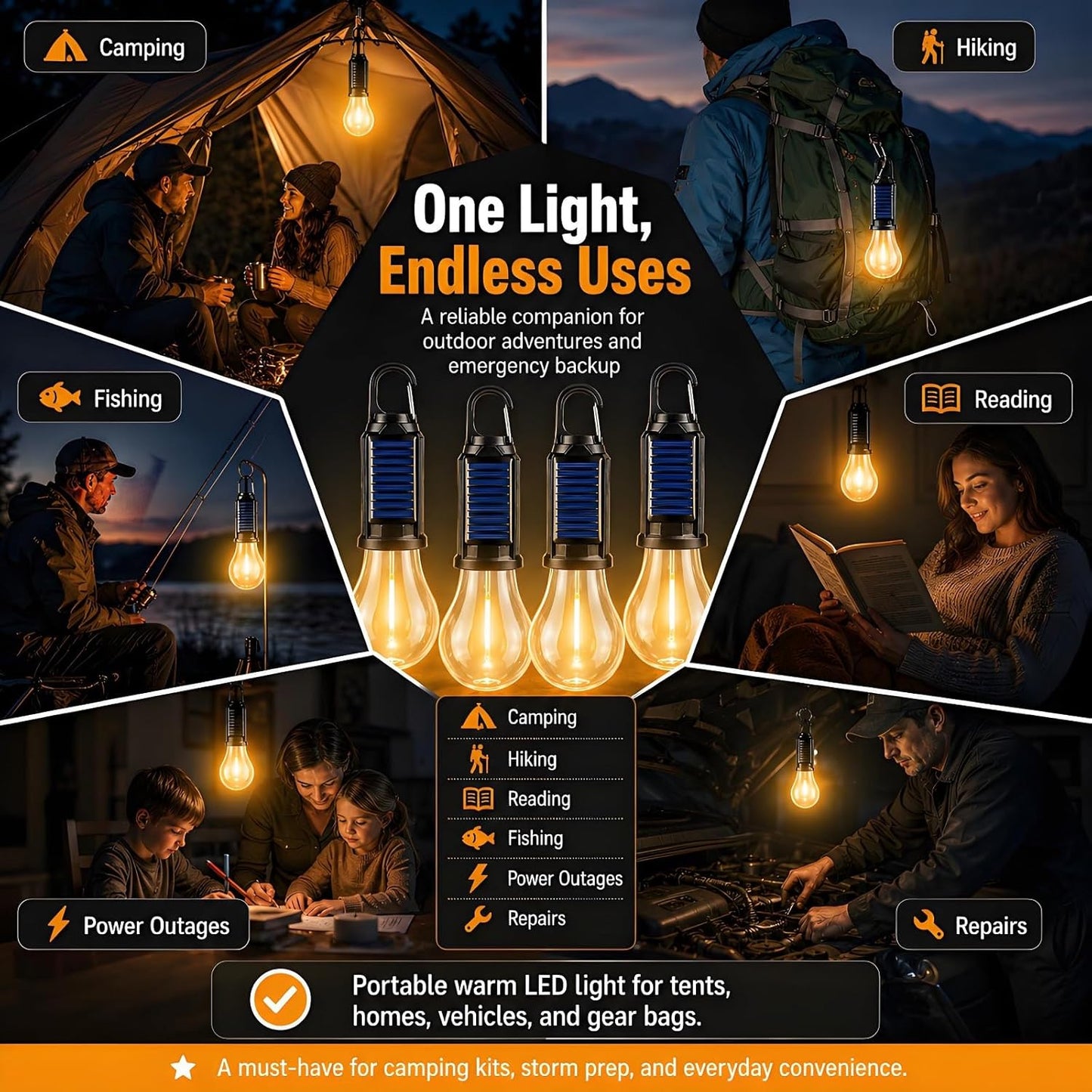 🔥Hot Sales 50% OFF🔥Solar Camping Lantern, Portable LED Solar-Buy 3 Get 1 Free🎁