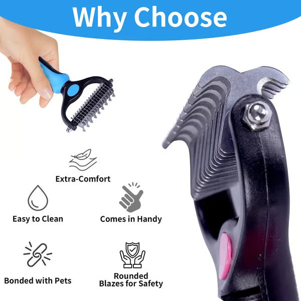 Father's Day Limited-Time Offer⏳Professional Double-Sided Pet Grooming Rake ✨ Undercoat Deshedding Tool for Dogs & Cats 🐶🐱
