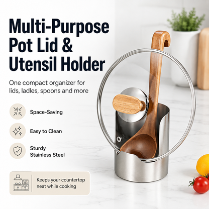 ✨ 304 Stainless Steel Lid Organizer – Keep Counters Clean & Tidy 🍳