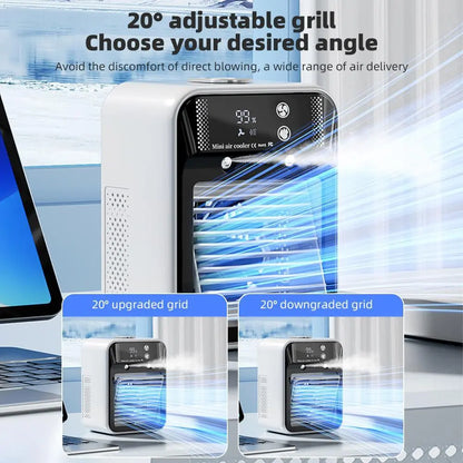 Portable Air Conditioner 3-in-1 Fan with 2 Mist Speeds – Personal Evaporative Cooler for Bedroom, Office & Camping, 1800mAh Battery & 500ml Tank Air Cooler Fan