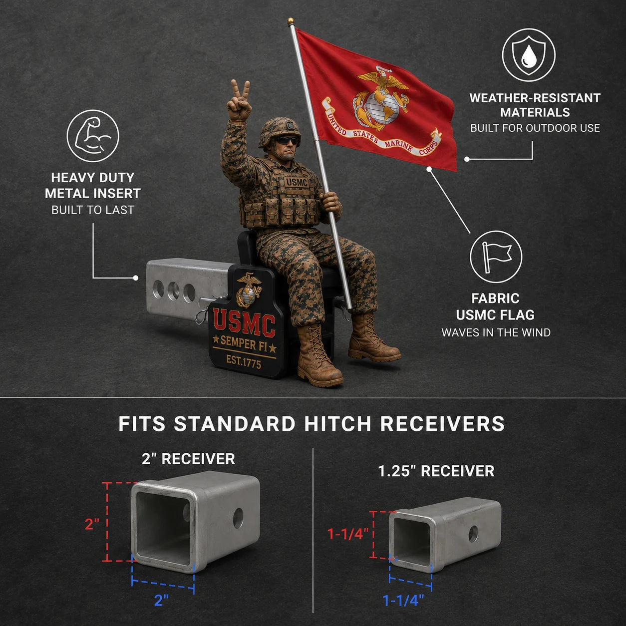 🏆Last Day Promo: 49% OFF - U.S. Marine Corps Semper Fi Trailer Hitch Cover