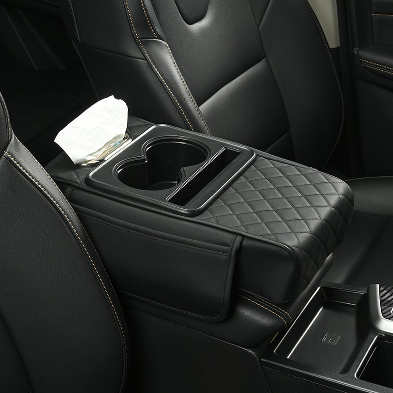 🔥Last Day 49% OFF🚗 Car Console Organizer – PU Leather Armrest, Side Storage, Cup Holder