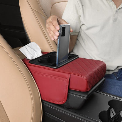 🔥Last Day 49% OFF🚗 Car Console Organizer – PU Leather Armrest, Side Storage, Cup Holder