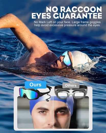 🔥Goggles Swimming Adult Swim-Goggles: Wide View with UV400 Protection Anti Fog No Leak for Men and Women