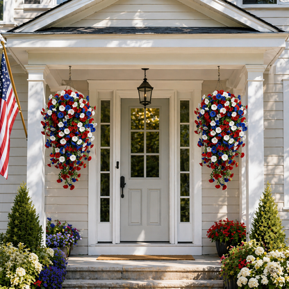 2026 Hot Sale🔥Red, White & Blue Artificial Morning Glory Hanging Vines – 3-Piece Set