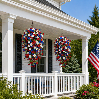 2026 Hot Sale🔥Red, White & Blue Artificial Morning Glory Hanging Vines – 3-Piece Set