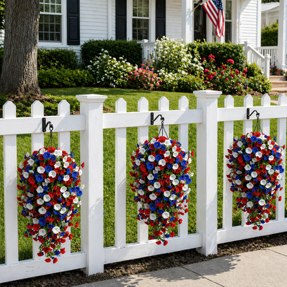 2026 Hot Sale🔥Red, White & Blue Artificial Morning Glory Hanging Vines – 3-Piece Set