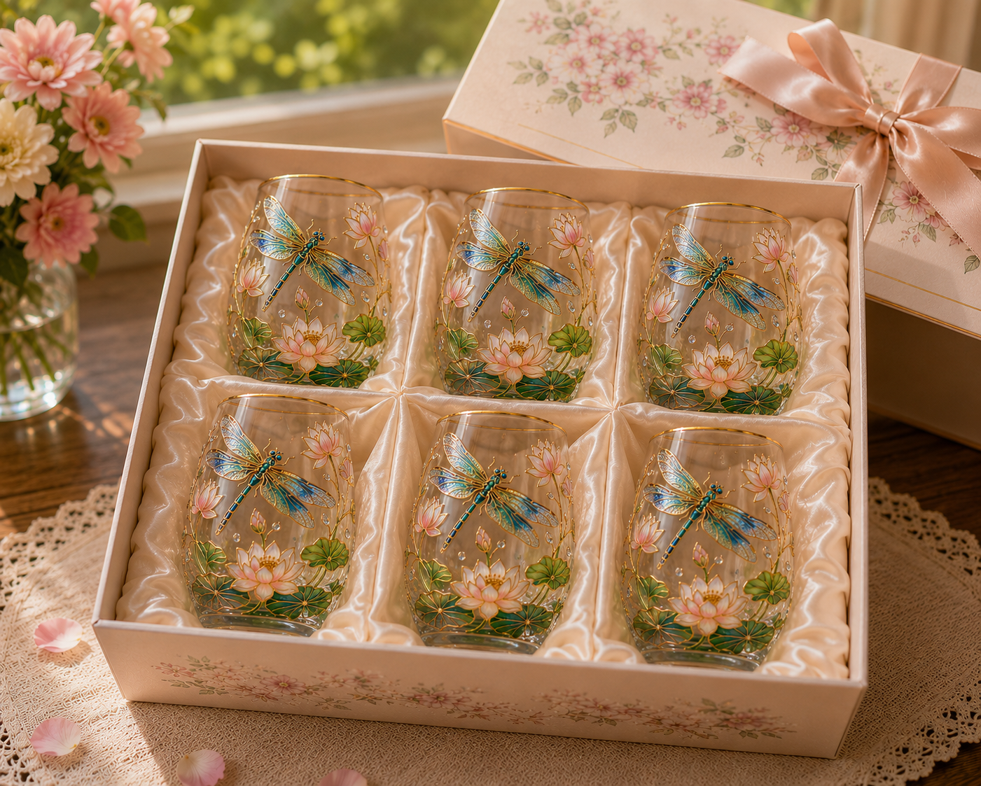 🌸🌿Garden Morning Bliss Glass Tea Cup☀️☕