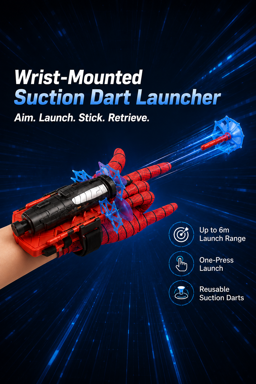 Wrist-Mounted Suction Dart Launcher | 6M Range Toy