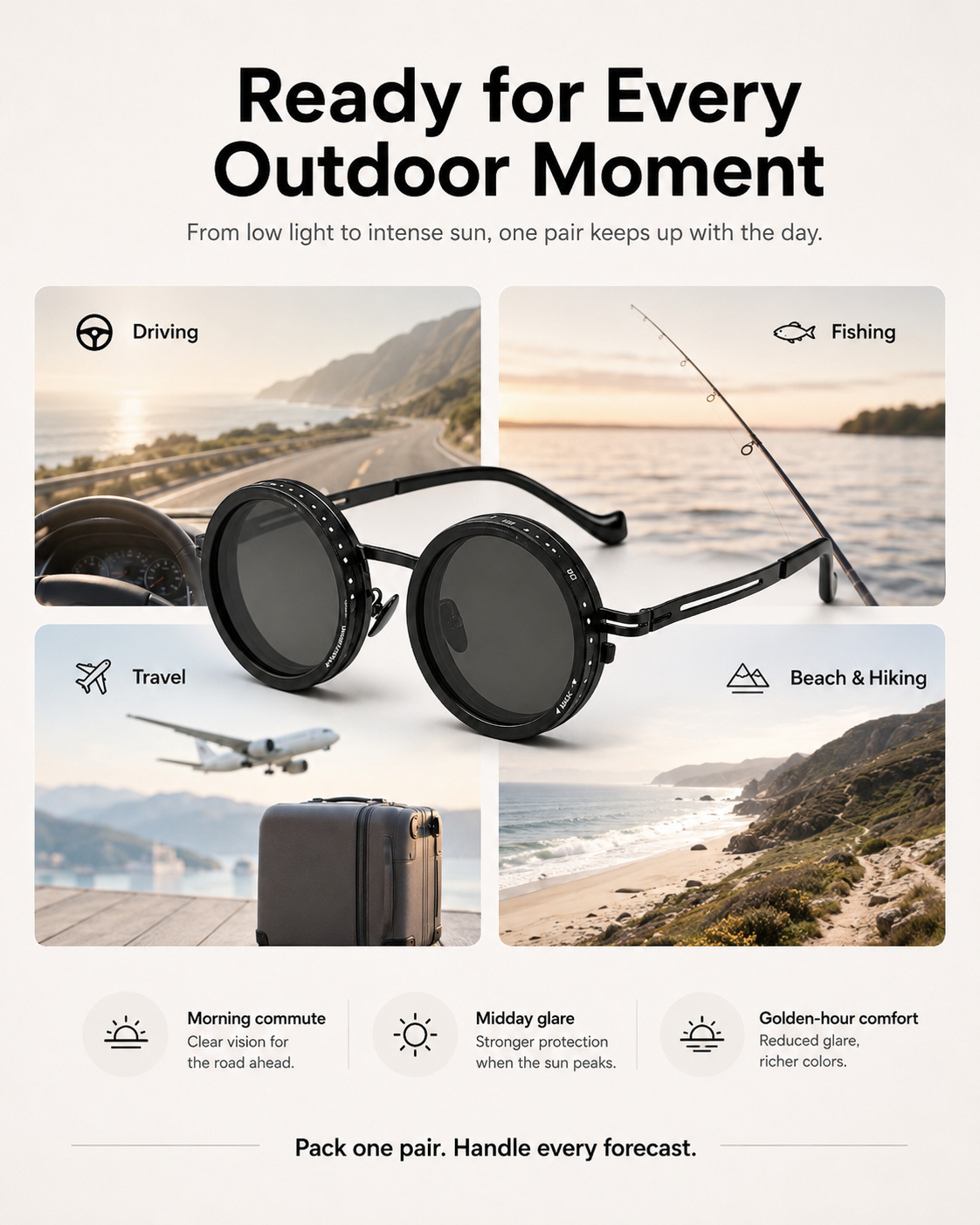🕶️ 9-in-1 Adjustable ND Polarized Sunglasses – Dial Your Perfect Shade