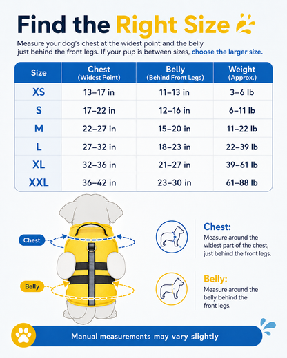 Cute Dog Life Jacket with Chin Float & Rescue Handle