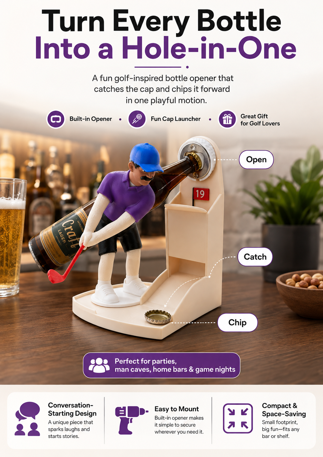 Golf Bottle Opener Game – Fun Gift for Golf & Beer Lovers