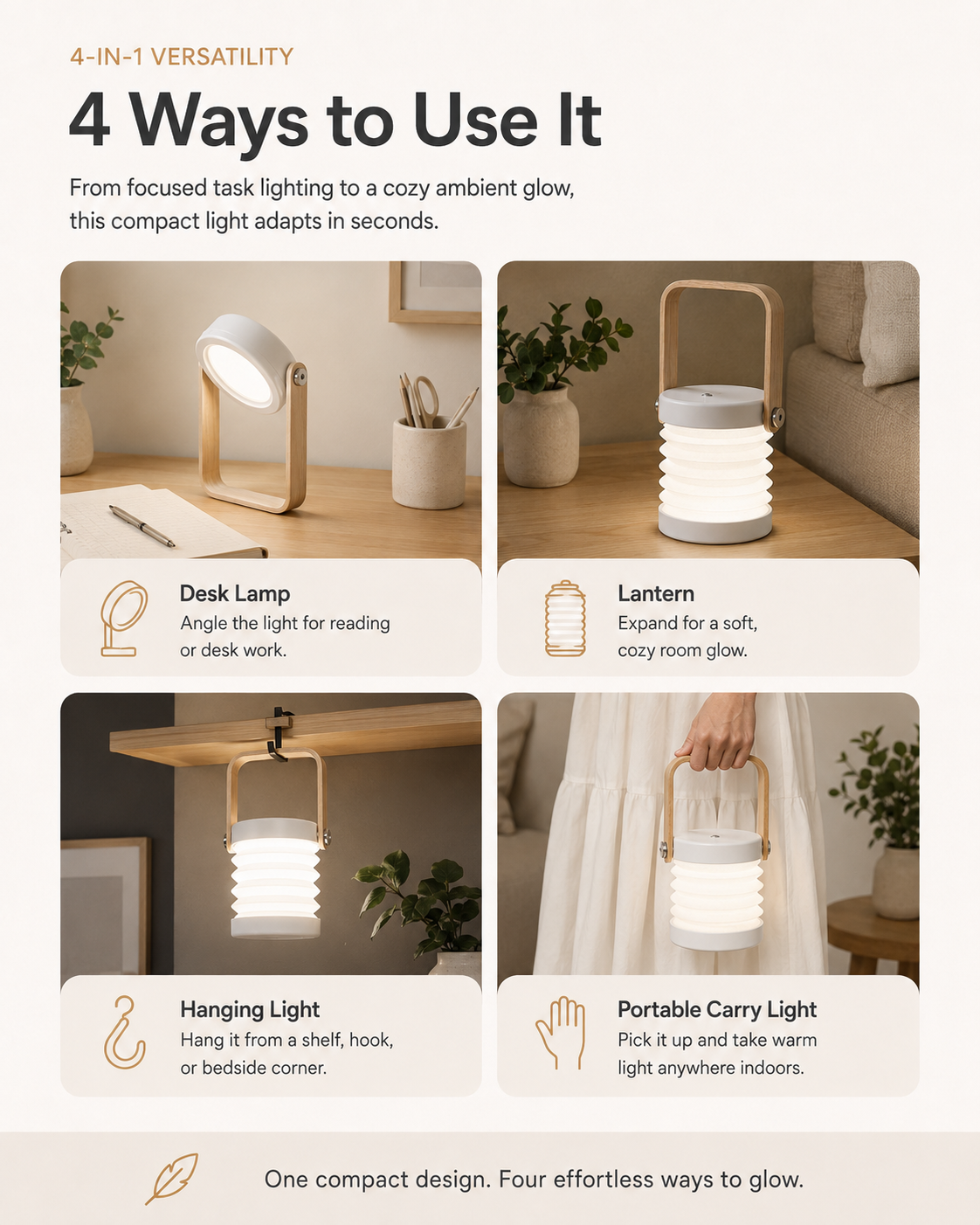 4-in-1 Rechargeable Lamp | Desk Light & Lantern