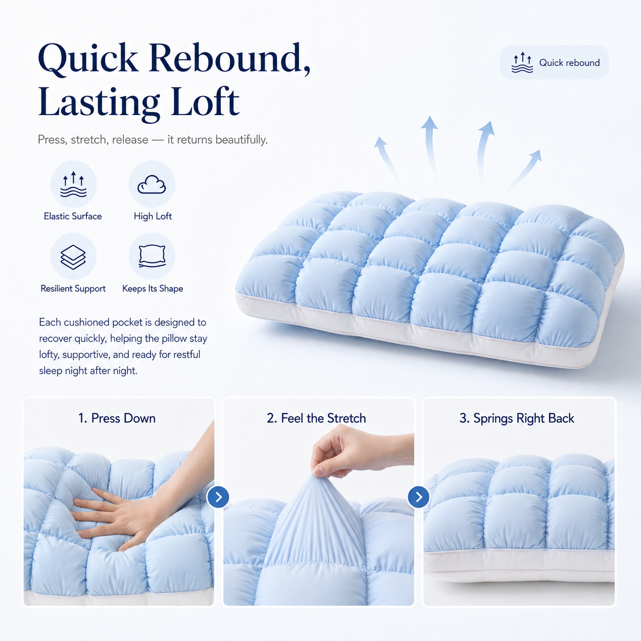Cloud-Like Weighted Comfort Pillow – Soft Neck Support