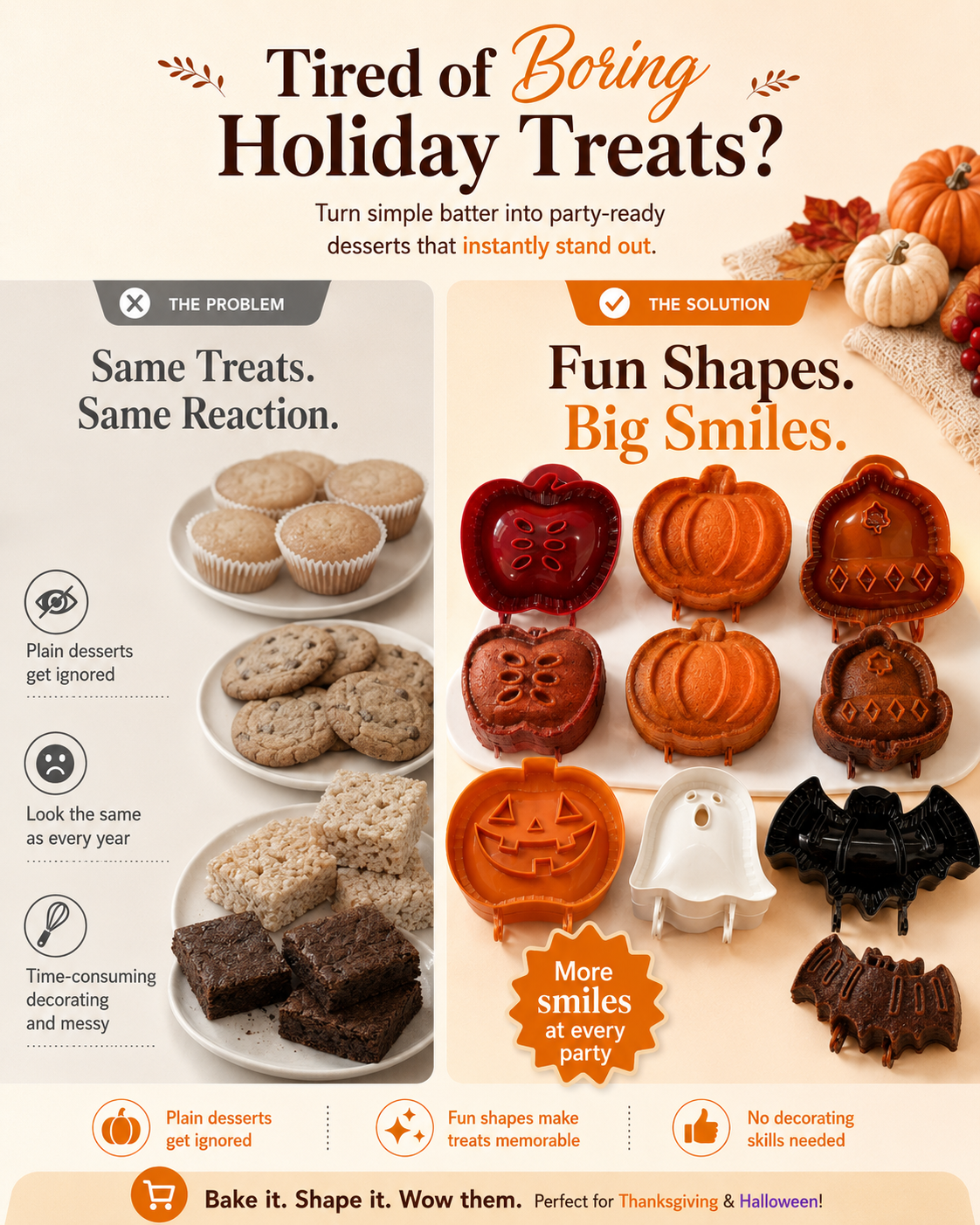 Halloween & Fall Baking Molds | 6 Festive Shapes