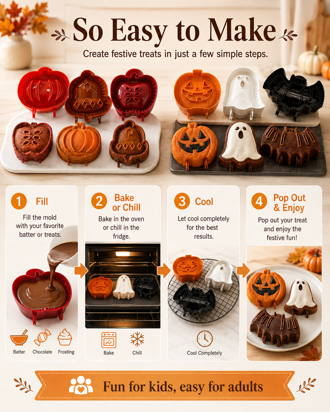 Halloween & Fall Baking Molds | 6 Festive Shapes