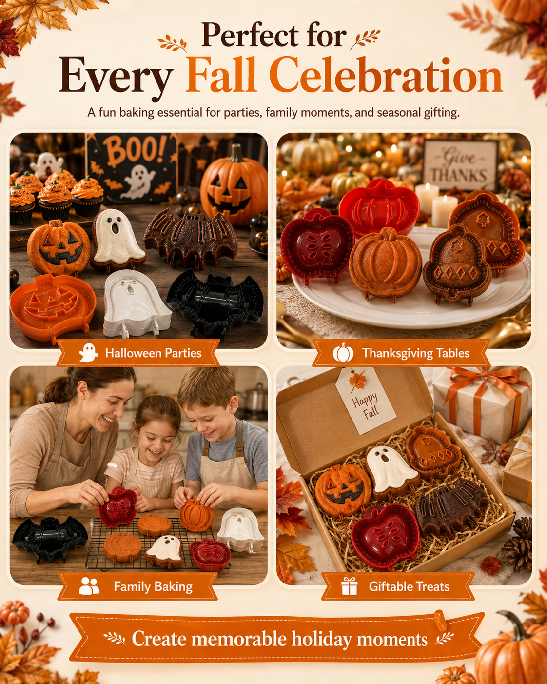 Halloween & Fall Baking Molds | 6 Festive Shapes
