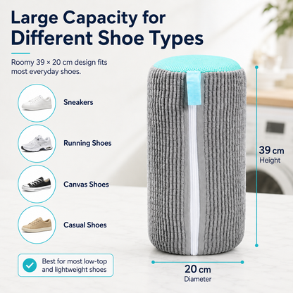 Machine-Wash Shoe Cleaning Bag | Soft Chenille Shoe Washer