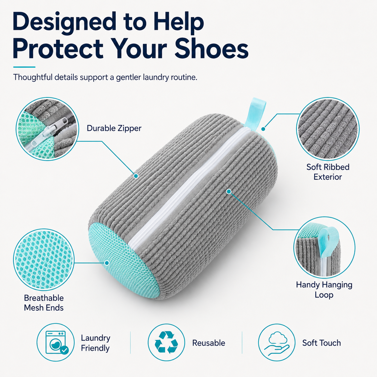 Machine-Wash Shoe Cleaning Bag | Soft Chenille Shoe Washer