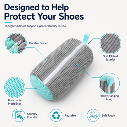 Machine-Wash Shoe Cleaning Bag | Soft Chenille Shoe Washer