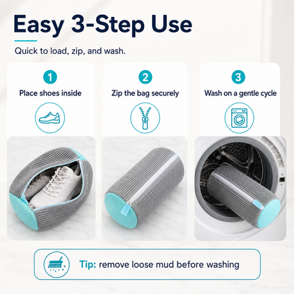 Machine-Wash Shoe Cleaning Bag | Soft Chenille Shoe Washer
