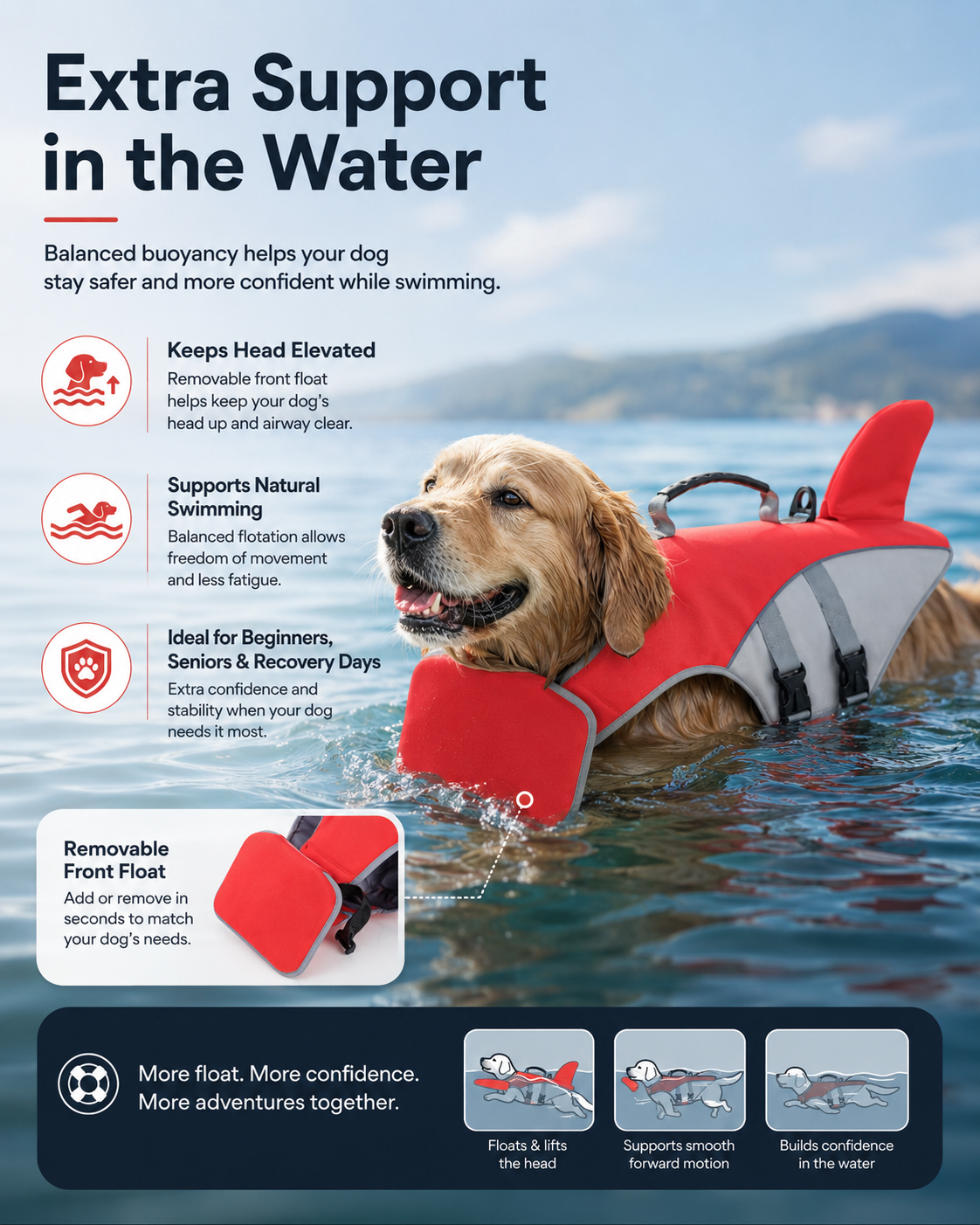 2026 Newly Upgraded Version Dog Life Jacket with Rescue Handle & Front Float