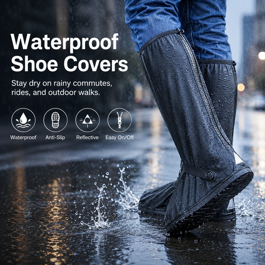 Convenient slippers with extra-long coverage and rainproof shoe covers