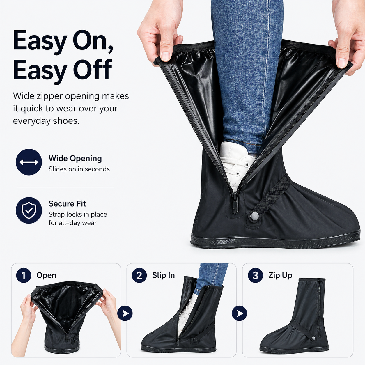 Convenient slippers with extra-long coverage and rainproof shoe covers