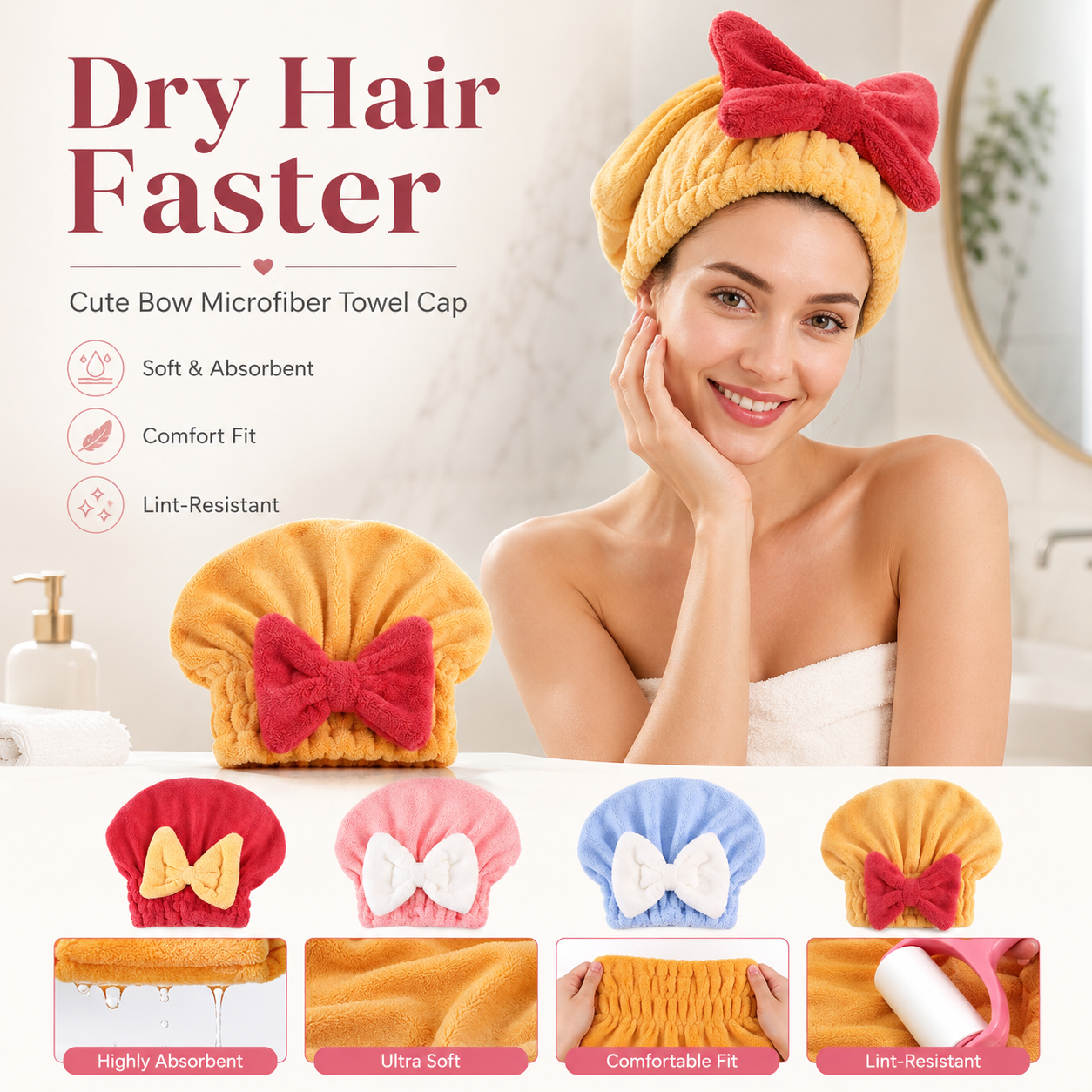 🎁Hot Sale 50％ OFF🔥Women's super absorbent and quick-drying hair drying cap