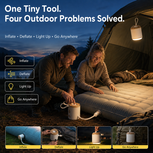 🔥Last Chance – 50% OFF Today Only!🎁 4-in-1 Mini Outdoor Air Pump 💨 Inflate🌬️ Deflate🔦 Illuminate🎒 Take It Anywhere.